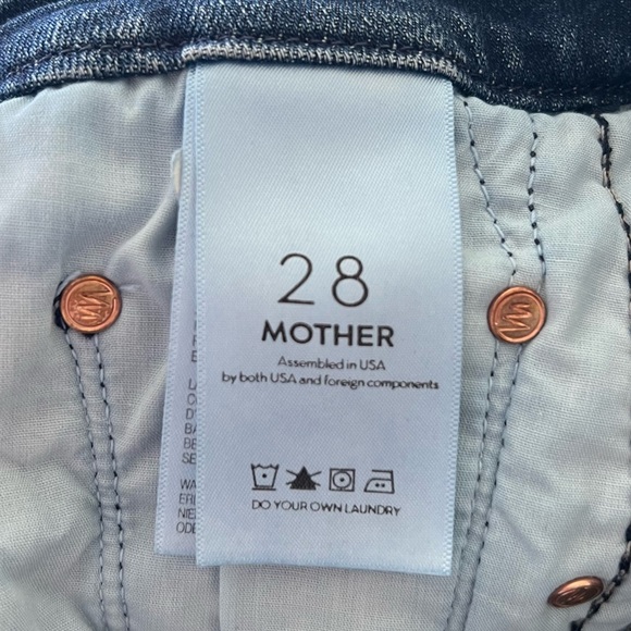 MOTHER High Waisted Looker Here Kitty Kitty Glitter Racer Stripe Jeans Size 28 - Picture 10 of 13